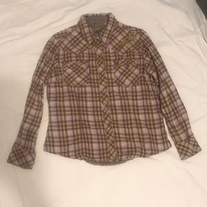 Pearl Snap button up plaid shirt